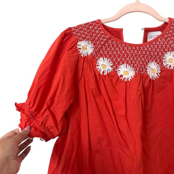 SAYLOR Zuzu Daisy‎ Floral Top Red Medium - Picture 4 of 5